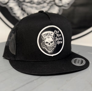 Flat Bill Trucker Cap with woven Patch.