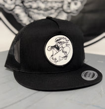 Load image into Gallery viewer, Flat Bill Trucker Cap with woven Patch.
